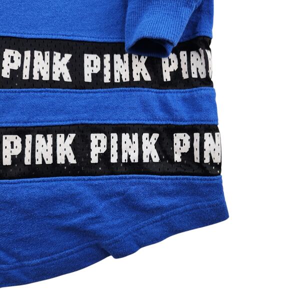 Victorias Secret Pink Sweater Womens Small Blue Black Striped Jersey Oversized - Picture 9 of 14